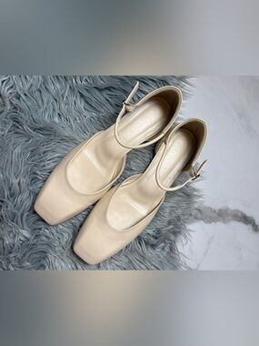 Aeyde Miri Mary Jane square toe tube strap flat creamy Nappa 41.5